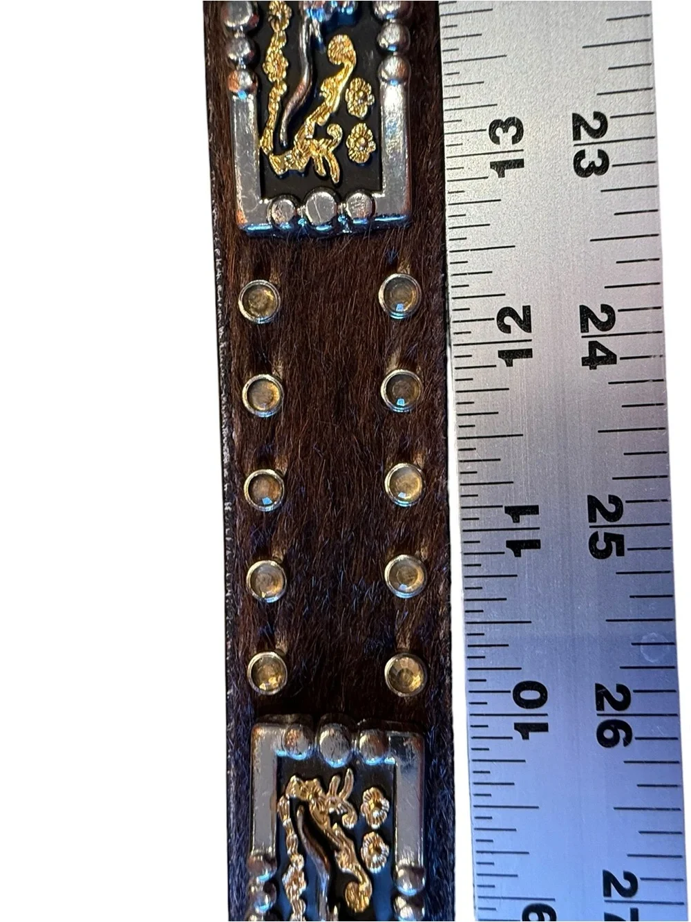 3D Youth Size 26 Western Tooled Leather Belt with Decorative Trim - Brown
